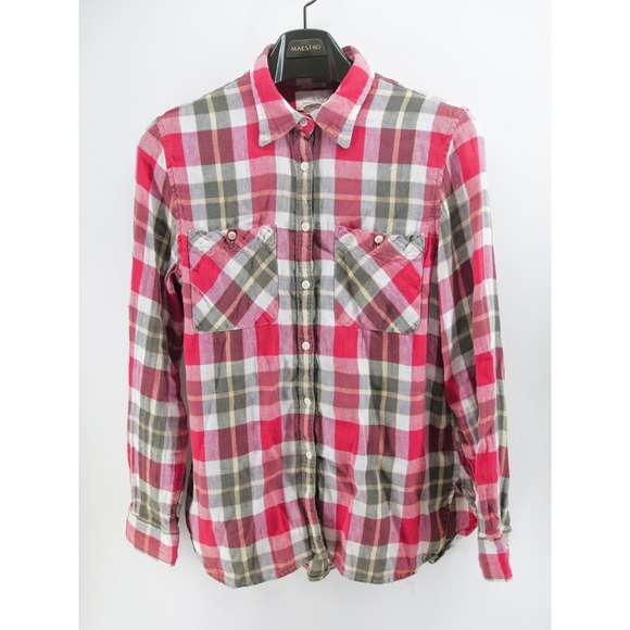 Ralph Lauren Tops - Ralph Lauren Denim & Supply Shirt Womens Large L Red Plaid  RL Utility Linen